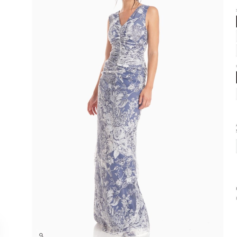 J S Collections Womens Maddison V-Neck Column Evening Gown‎ Size 8 New
